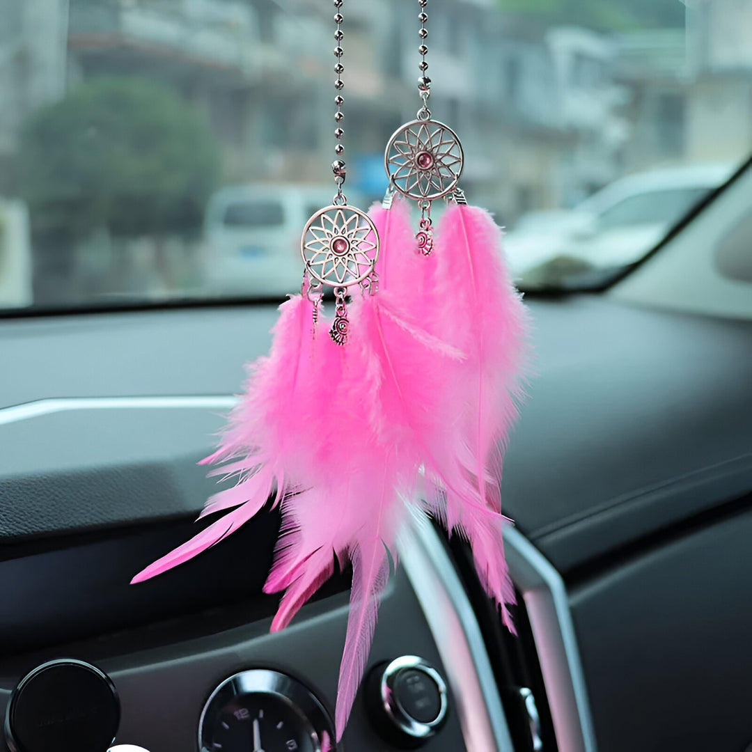 Dream Catcher Car Ornament with Feather