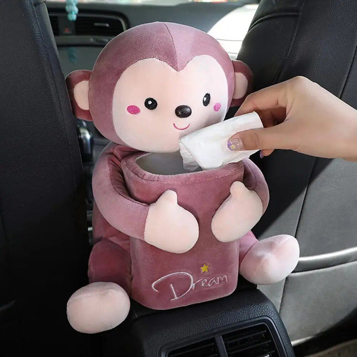 Adorable Multi-Function Car Tissue and Trash Box - Cartoon Animal Design