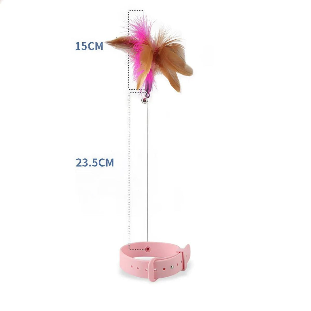 Interactive Feather Teaser Stick with Bell Collar for Cats