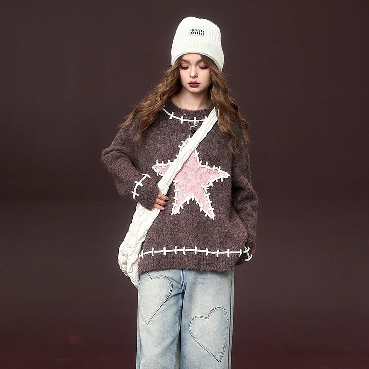 Kawaii Y2K Star Pullover Sweaters For Women