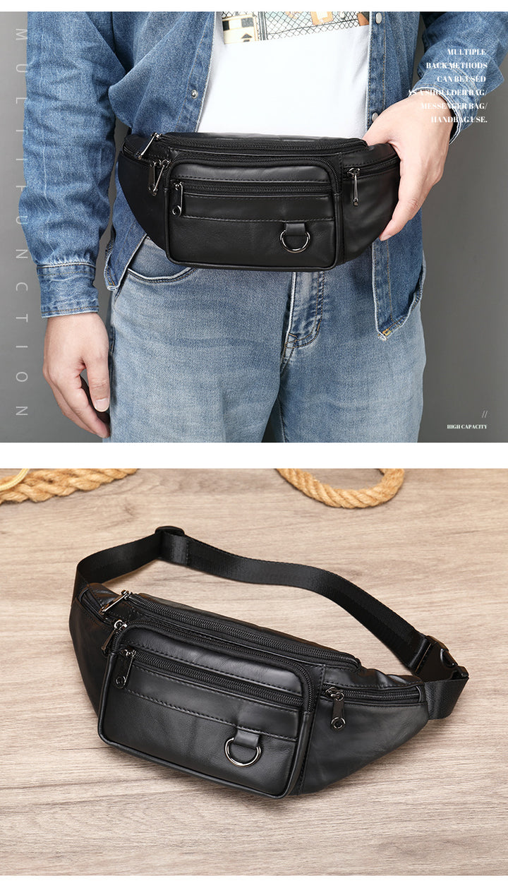 Leather Phone Belt Men's Multifunctional Chest Bag Crossbody