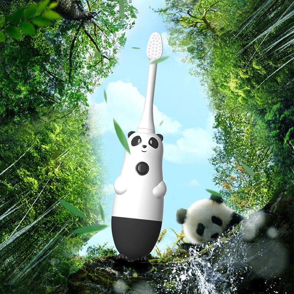 Kid-Friendly Panda Electric Toothbrush: Sonic Vibrations for Gentle Whitening and Deep Cleaning