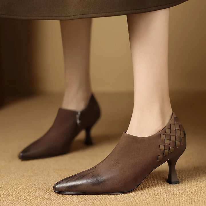 Elegant Split Leather Slip-On Pumps