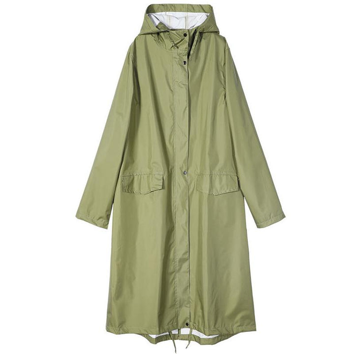 Stylish Long Hooded Waterproof Rain Jacket for All Seasons