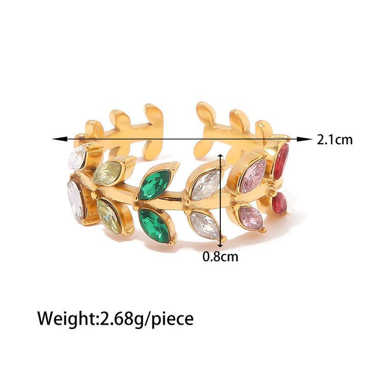 18K Gold Plated Cubic Zirconia Adjustable Leaf Ring