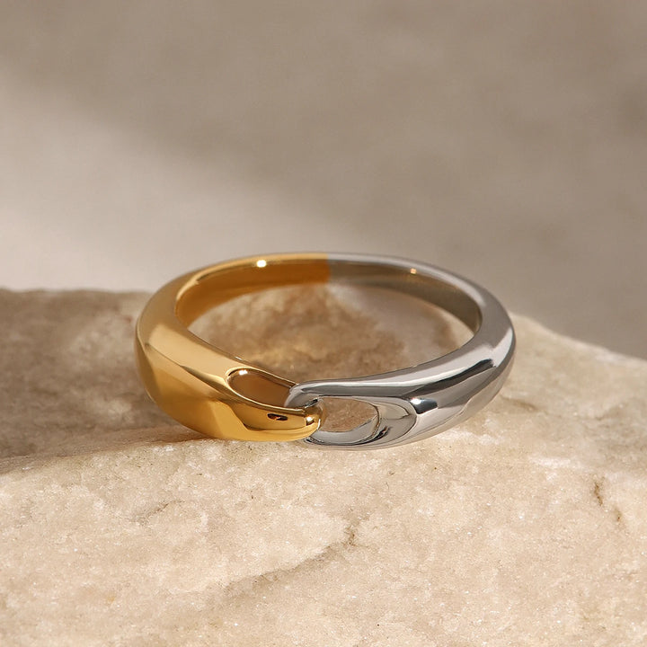 18K Gold & Silver Colorblock Chain Ring