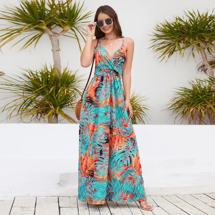 Elegant Bohemian Paisley Print Long Dress