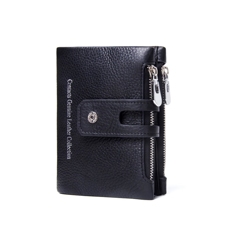 Genuine Leather Short Bifold Wallet