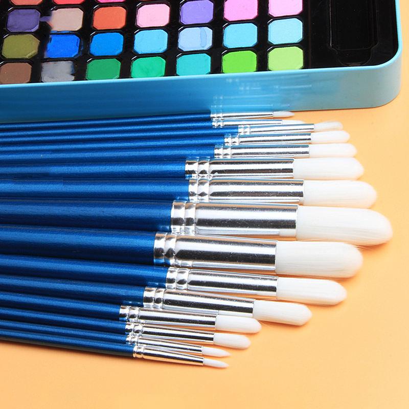 15 Piece Nylon Hair Watercolor Paint Brush Set - Long Wooden Handle