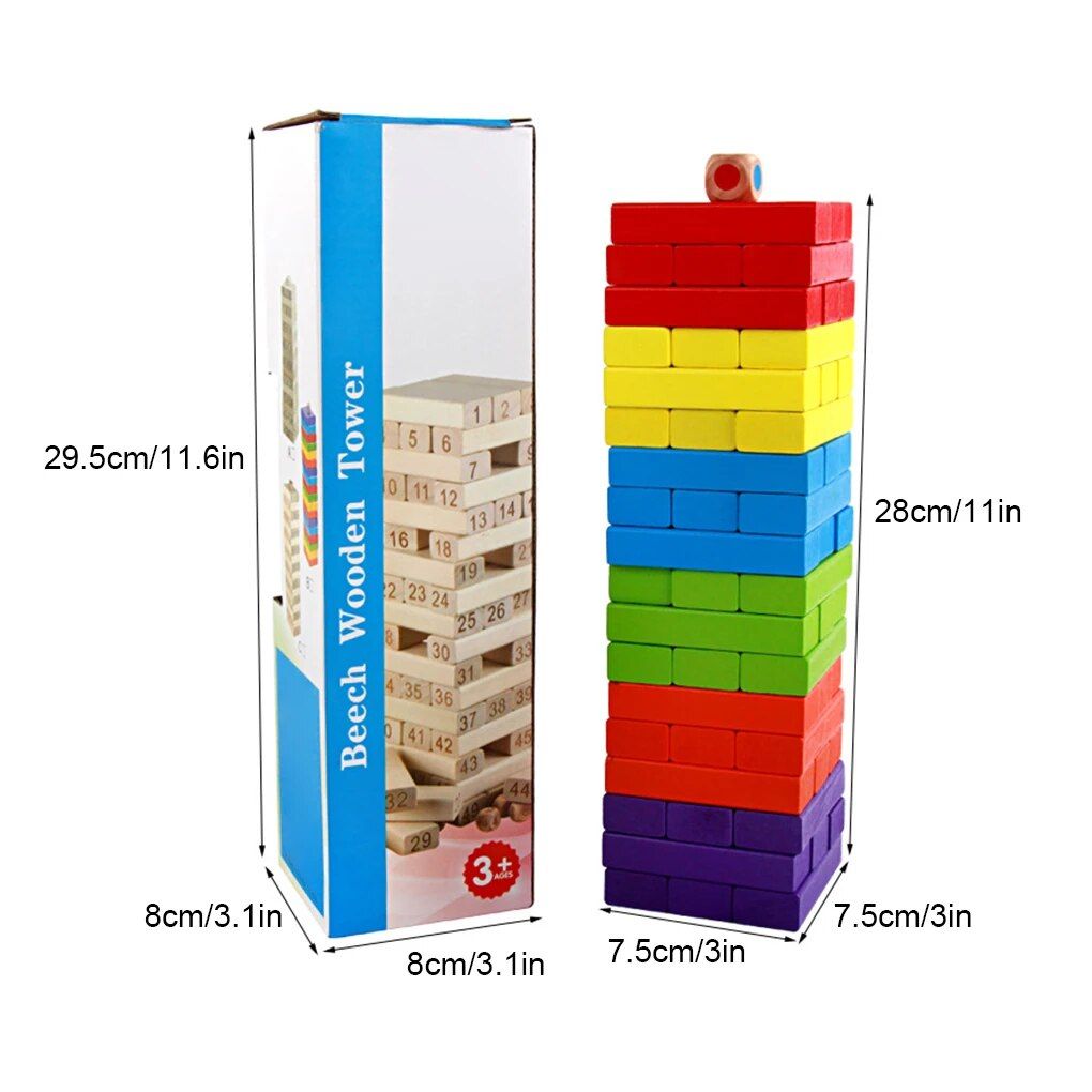 Fun Games For Whole Family Wooden Building Blocks Stacking Balance Puzzle