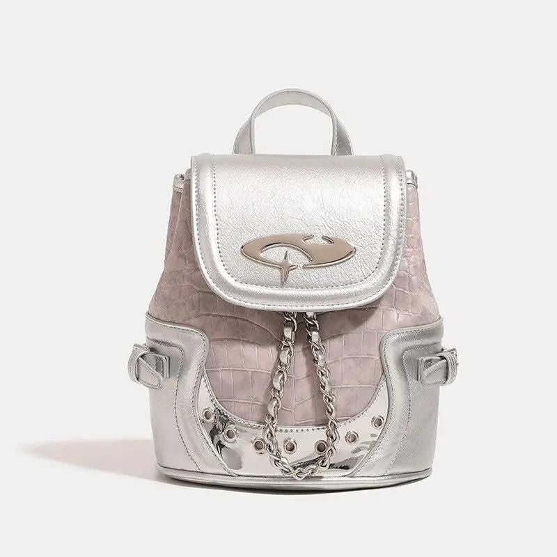 Y2K Aesthetic Harajuku Fashion PU Leather Backpack