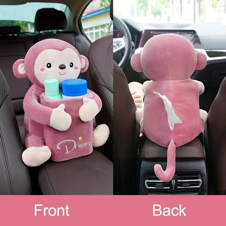 Adorable Multi-Function Car Tissue and Trash Box - Cartoon Animal Design