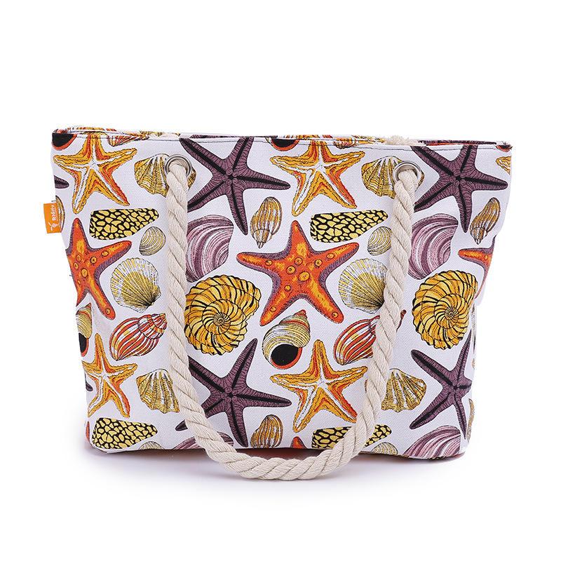 Canvas Beach Star Print Handbag