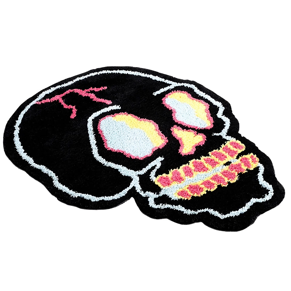 Funky Irregular Black Skull Head Area Rug for Living Room & Bedroom