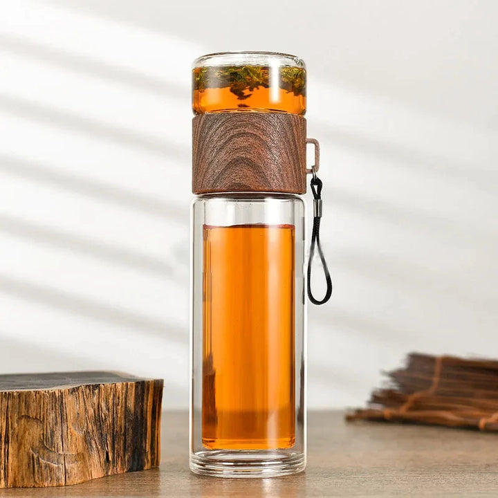 400ml Double Layer Glass Tea Infuser Bottle