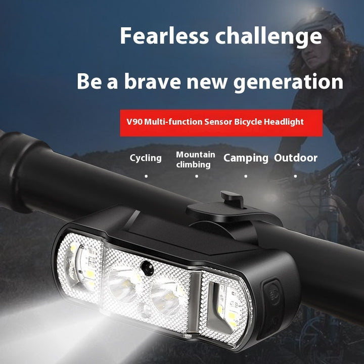 Bicycle Headlight Charging Power Torch Multi-function Wave Induction Mountain Highway Vehicle Cycling Fixture Light