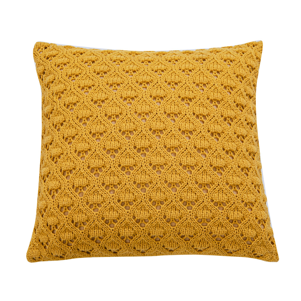 Scandinavian Style Diamond Knit Cushion Cover - Hollow-Out Pure Color Pillow Case