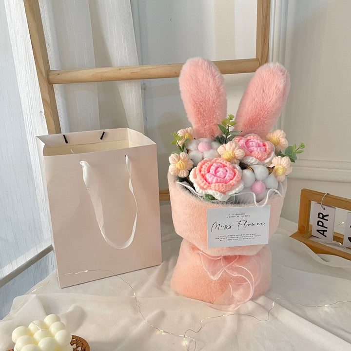 Creative Knitted Rabbit Ear Bouquet Doll