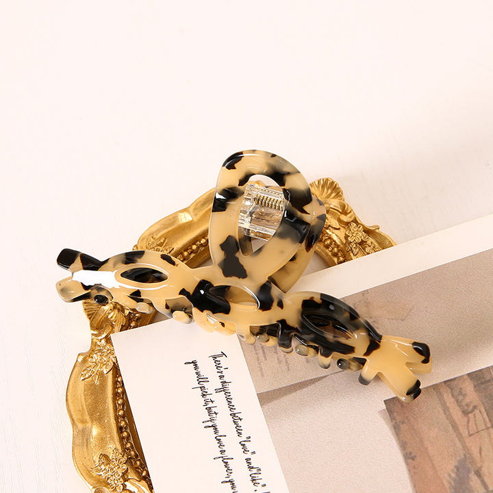 Elegant Leopard Print Large Weave Hair Clip