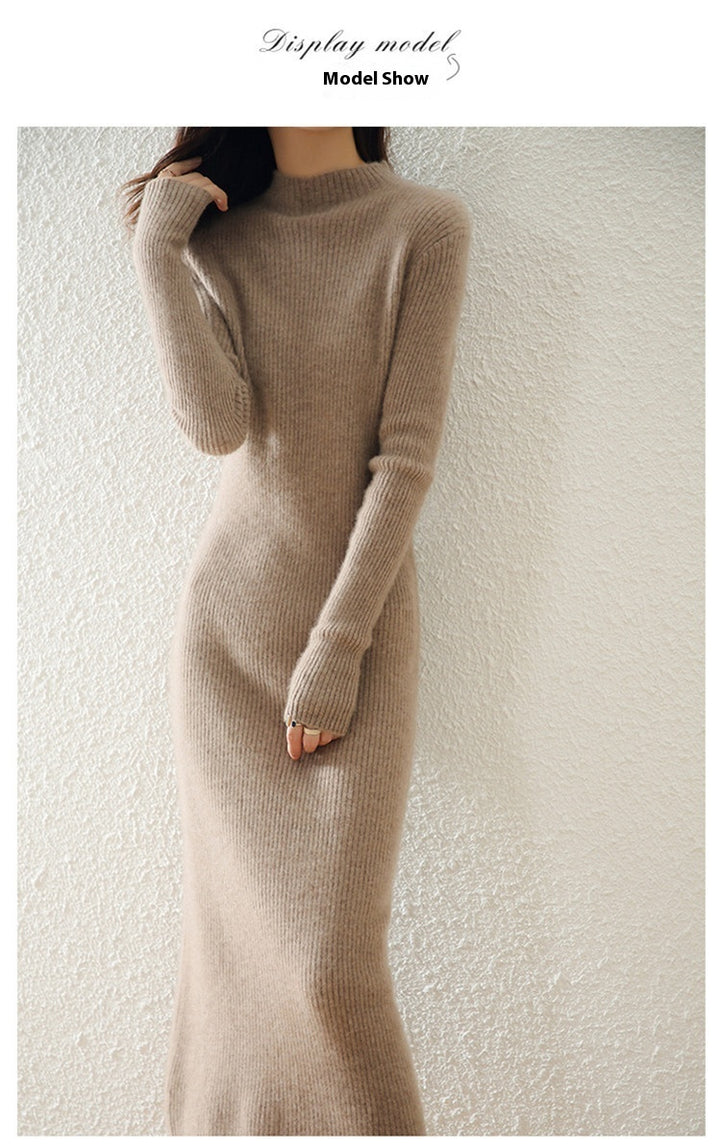 Cashmere Dress Slim-fit Sheath Long Knitted Wool Dress