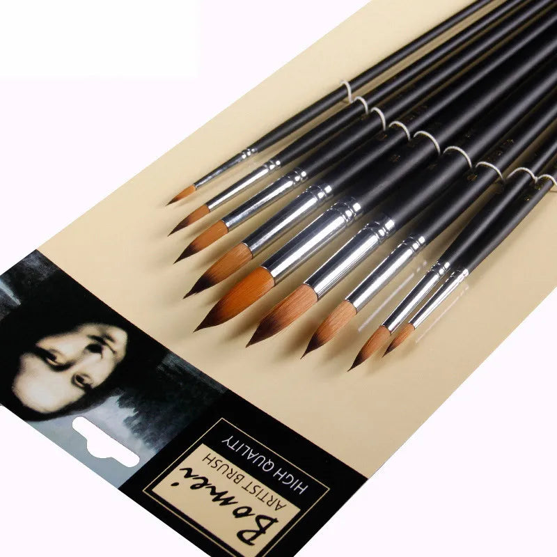 Professional Watercolor Paint Brushes - 9 Piece Round Brush Set for Watercolor, Acrylic, Oil Painting