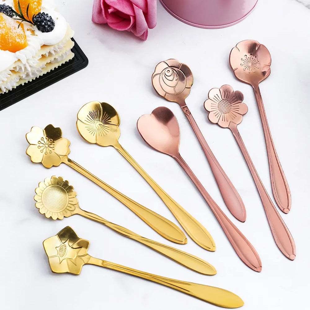 8Pcs Flower Stainless Spoon Set