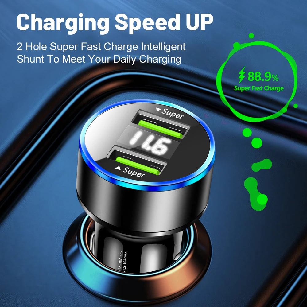 240W Dual USB Car Charger with Digital Display