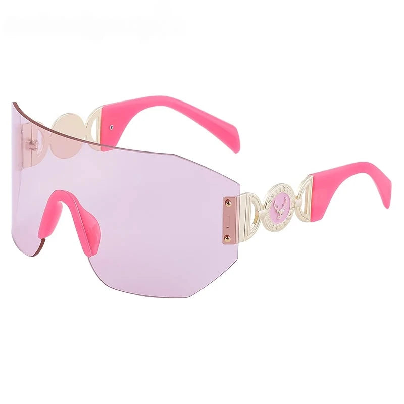 Oversized Shield Rimless Sunglasses