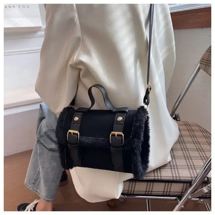 Chic Winter Plush Crossbody Bag