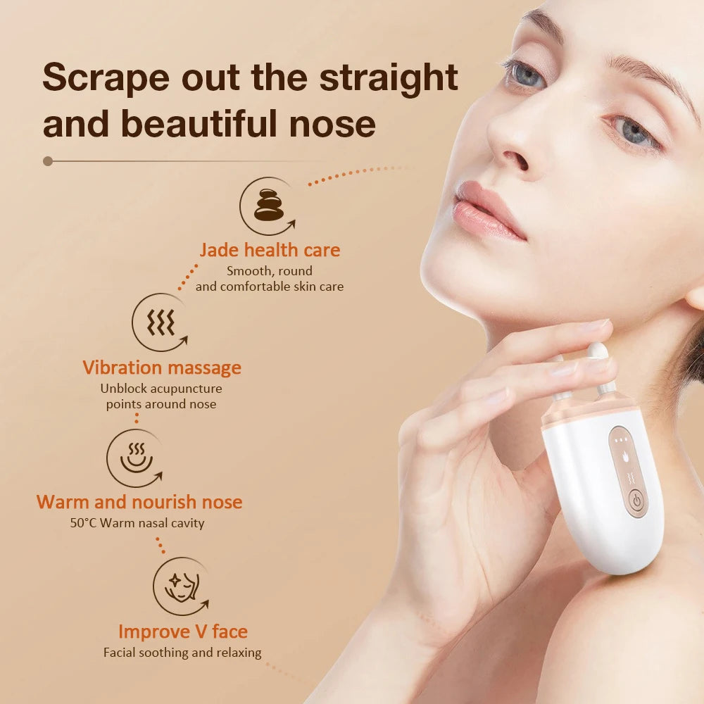 Electric Nose Lifting and Facial Massage Tool with Vibration and Hot Compress