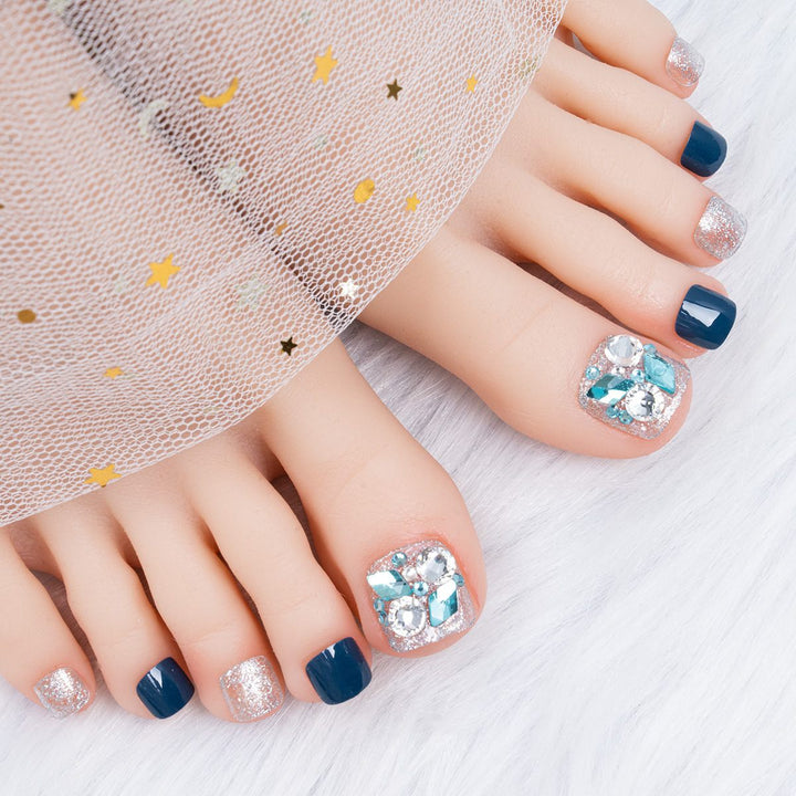 24pcs Glitter Crystal False Toenails