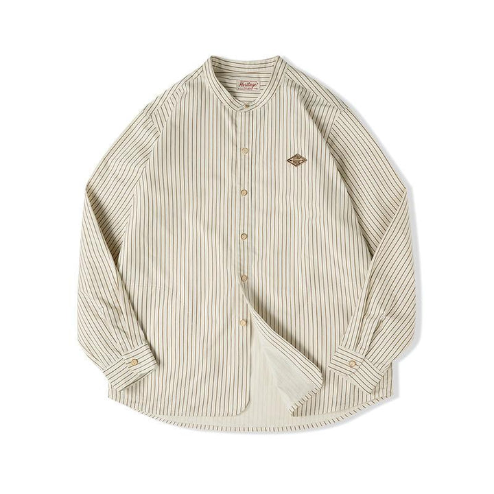 Vintage Striped Long Sleeve Cotton Baseball Shirt