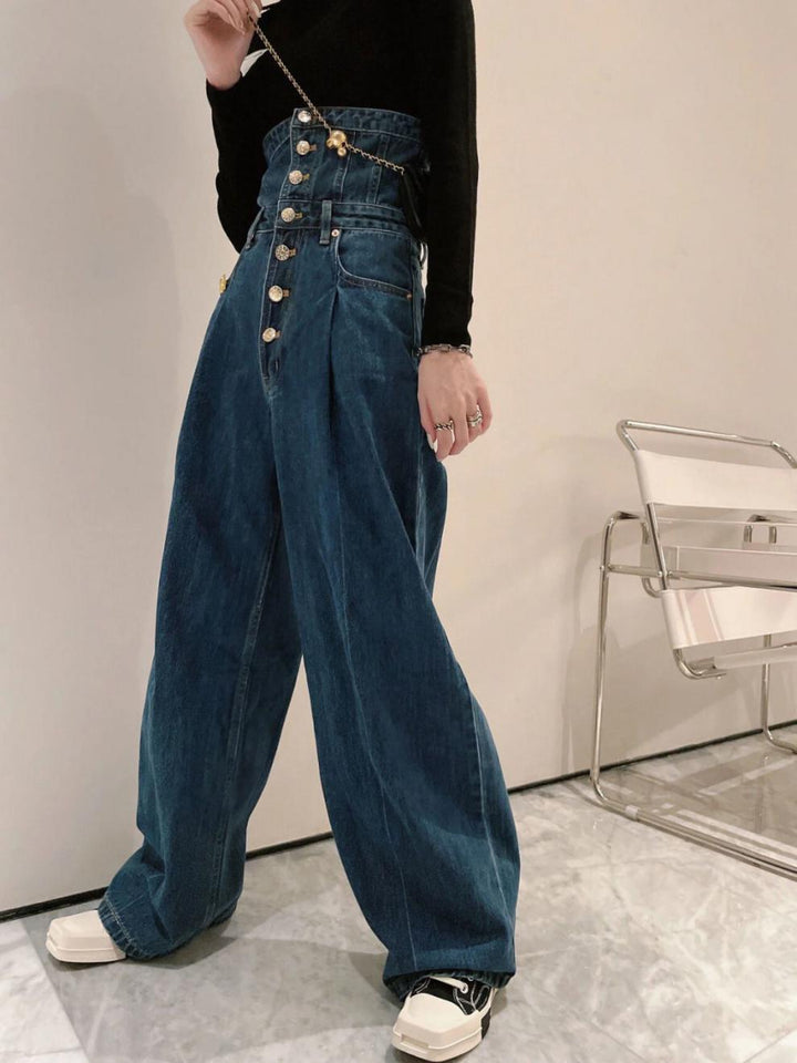 Relaxed High Waist Wide Leg Pants Feeling Flare Trend