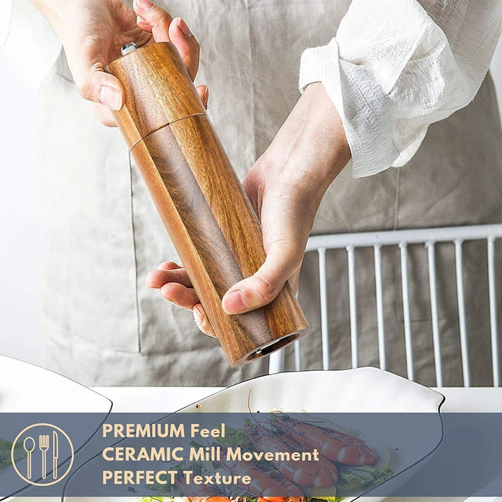 Wooden Salt and Pepper Grinders - Manual Seasoning Mills