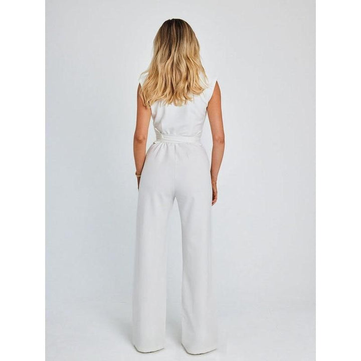 Elegant V-Neck Sleeveless Wide-Leg Jumpsuit