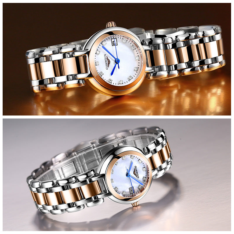 High-end ladies compact steel band watch