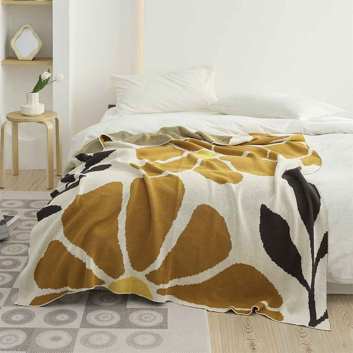 Pastoral Floral Leaves Cotton Throw Blanket