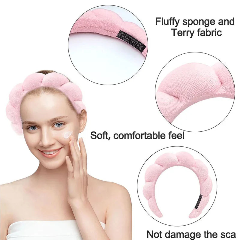 Fluffy Sponge Headband for Women - Puffy Hairband for Makeup, Skincare & Yoga