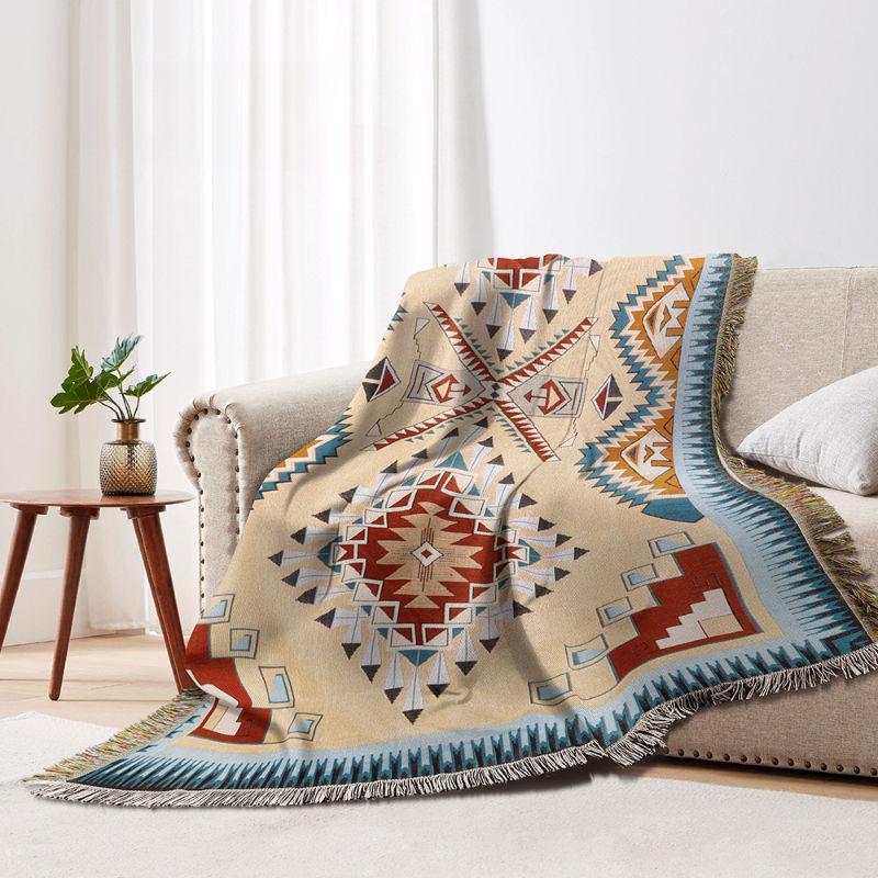 Geometric Jacquard Camping Picnic Blanket