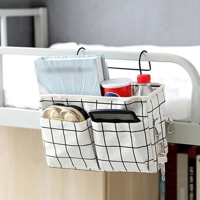 Multi-Purpose Bedside Storage Organizer: Canvas Hanging Pocket for Bedroom Essentials