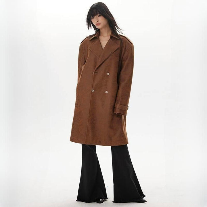 Women's Vintage Thick Leather Trench Coat