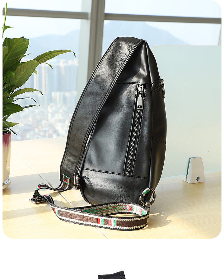 Genuine Leather Men's Chest Bag One-shoulder Leisure Sports