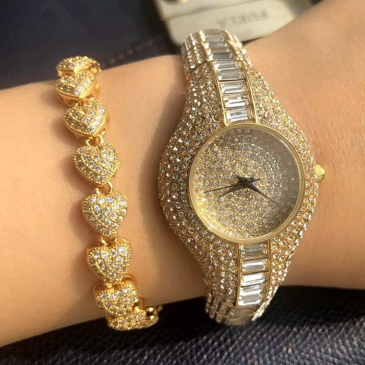 High-end watches with diamonds and colorful stones