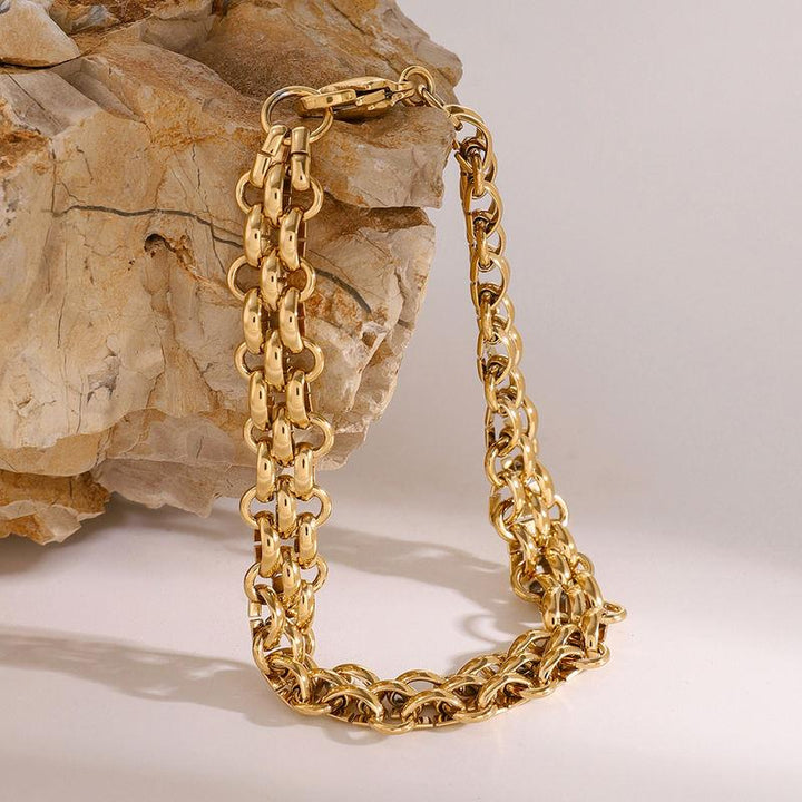 18K Gold Plated Heavy Duty Ring Clasp Braided Bracelet