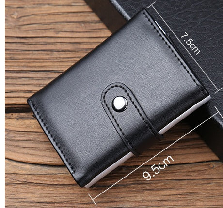 Antimagnetic card wallet aluminum anti-theft brush holder multi-card aluminum alloy card box coin purse leather wallet