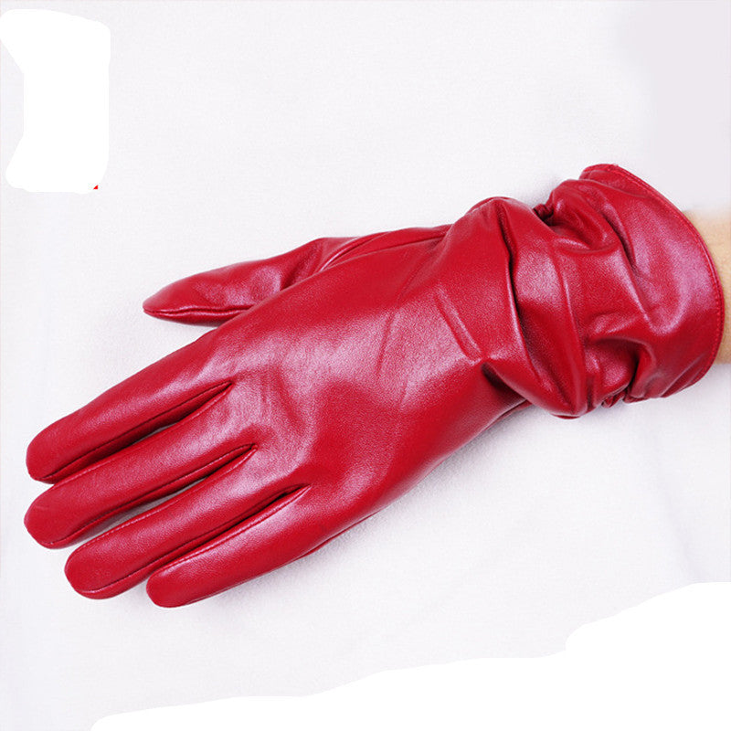 Women Winter Leather Gloves New Outdoor Women Gloves