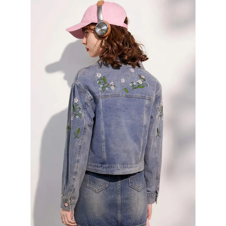 Sweet Embroidered Denim Jacket for Women