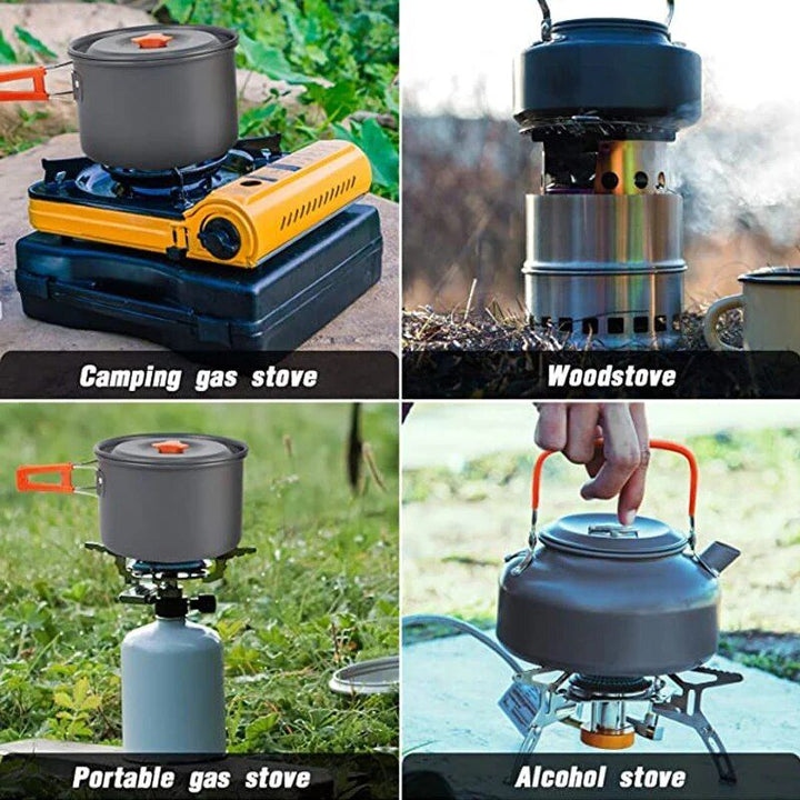 Portable Aluminum Camping Cookware Set - Nonstick Outdoor Cooking Gear for Hiking, Picnics & BBQ