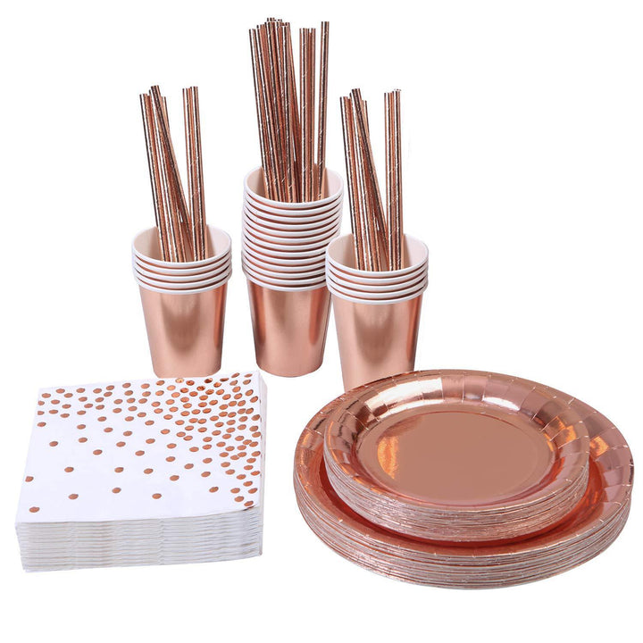 Rose Gold Bronzing Disposable Tableware Set