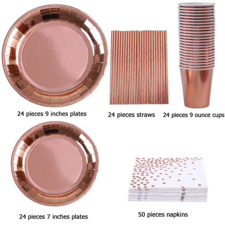 Rose Gold Bronzing Disposable Tableware Set